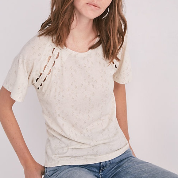 Lucky Brand Tops - Lucky Brand Scallop Cream Top